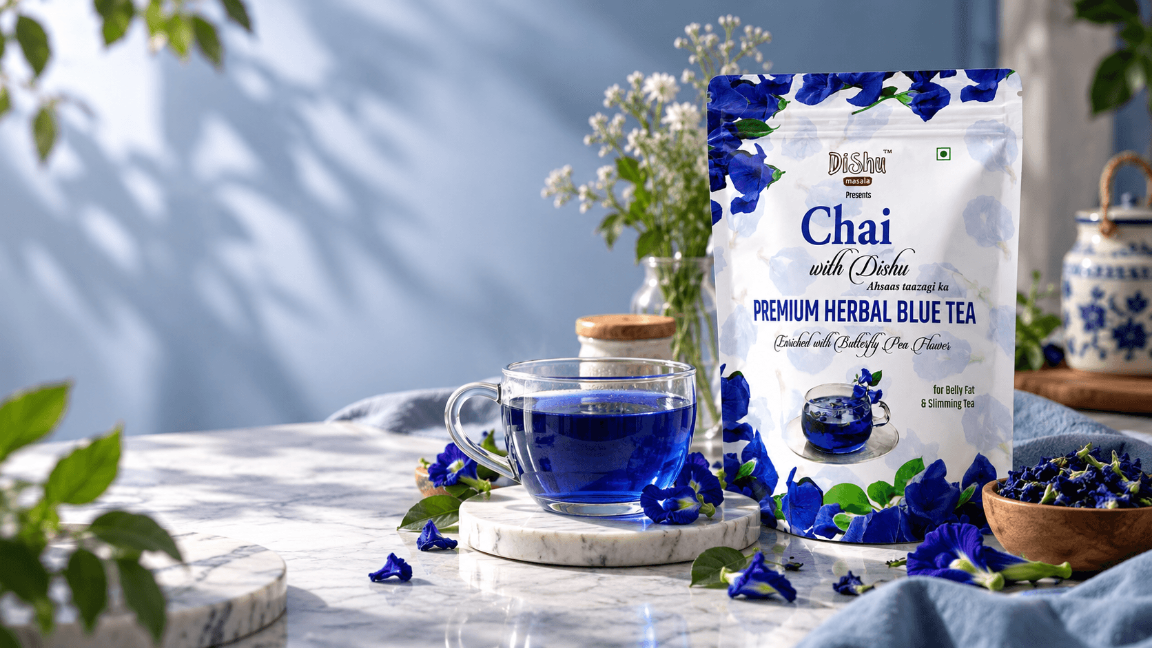 Dishu Masala Premium Herbal Blue Tea
