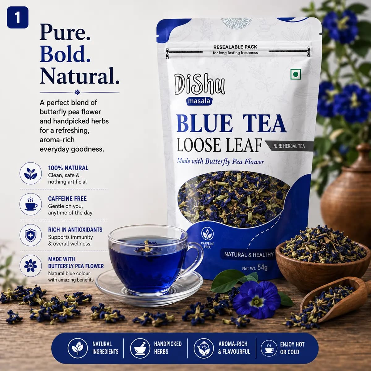 Premium Herbal Blue Tea (loose) — pack photo 1 of 7